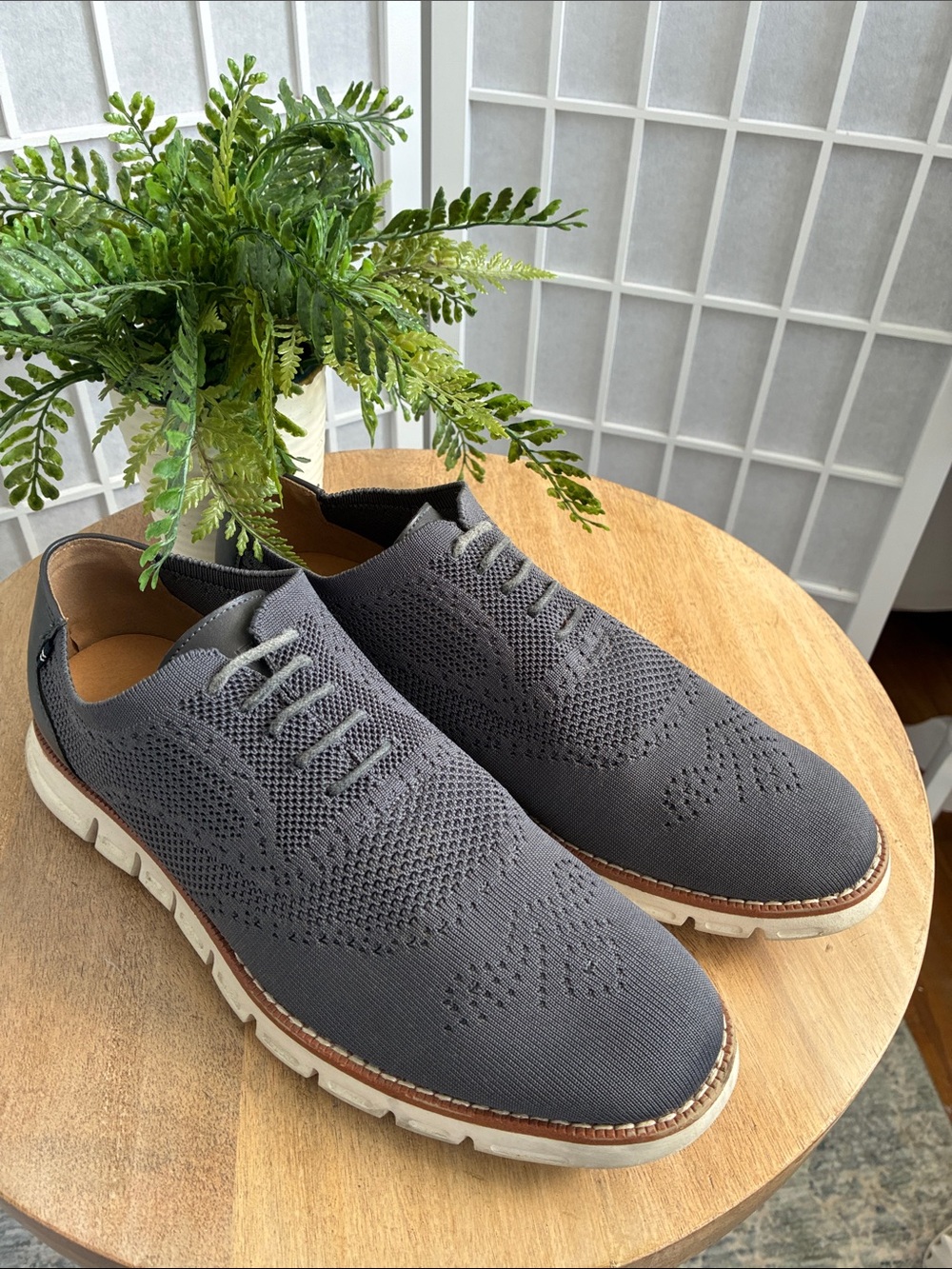 Nautica Men's Gray Oxford Wrenwood 3 Knit Lace Up Low Top Round Toe Shoes 12